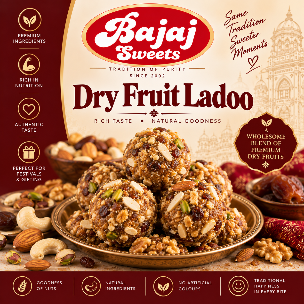 Bajaj Sweets – Dry Fruit Ladoo | 1 KG